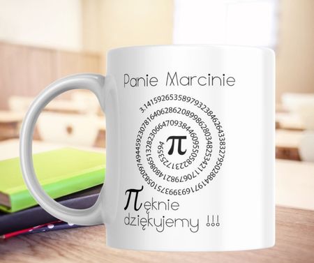 Kubek dla nauczyciela matematyki z symbolem PI – personalizowane podziękowanie od klasy