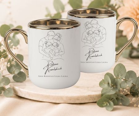 Personalizowany kubek dla rodziny – Mama, Tata i Dwie Córki
