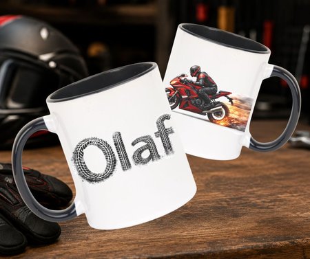 Personalizowany kubek dla motocyklisty z imieniem
